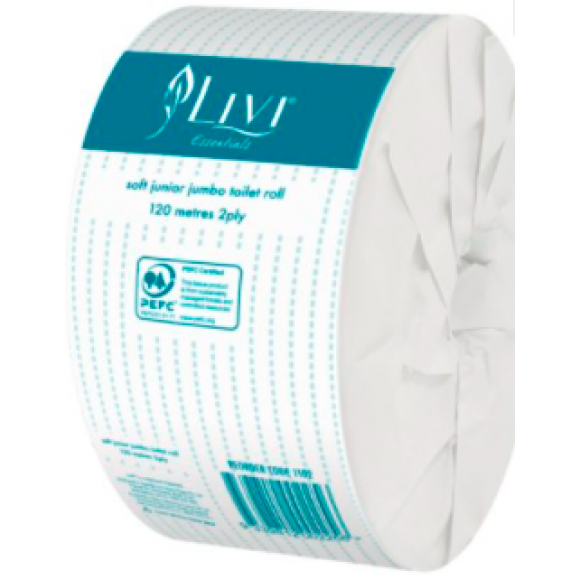 Livi Essentials Junior Jumbo 2Ply Toilet Roll 120m Carton of 16
